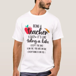 Camiseta Ser professor é fácil é como andar de bicicleta Fu