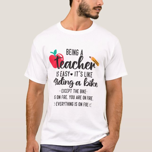 Camiseta Ser professor é fácil é como andar de bicicleta Fu (Frente)