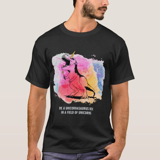 Camiseta Ser Rex De Unicornasaurus Num Campo De Din De Unic (Frente)