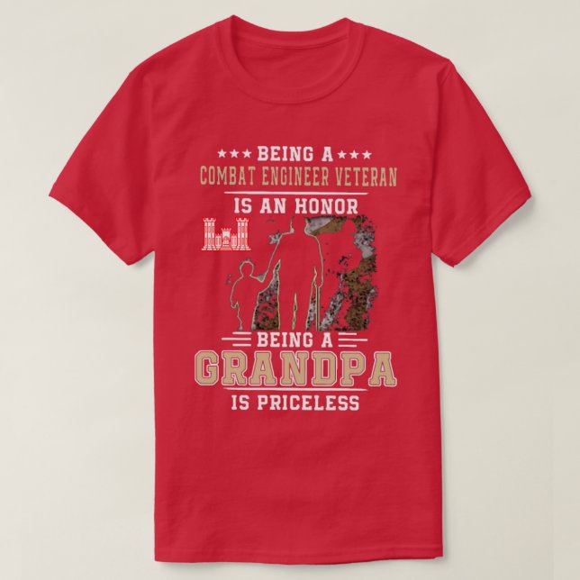 Camiseta ser um veterano engenheiro de combate é uma honra  (Frente do Design)