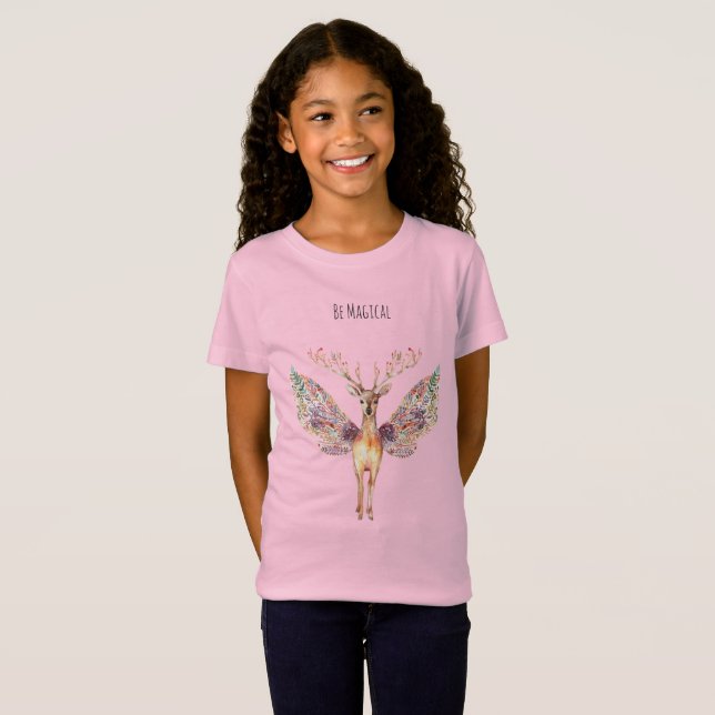 Camiseta Ser Veado Mágico Asas Roxas (Frente Completa)