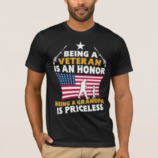 Camiseta Ser Veterano É Uma Honra Ser Avô É Um Privilégio