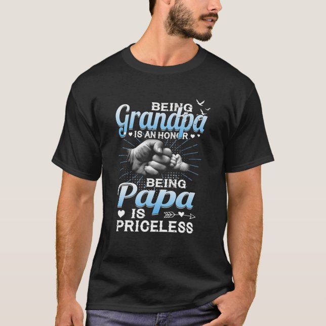 Camiseta Ser Vovô É Uma Honra Ser Papa Não Tem Preço. (Frente)