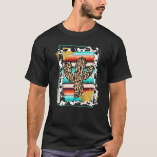 Camiseta SERAPE CACTUS Estampa de Vaca Leopardo Cowgirl R