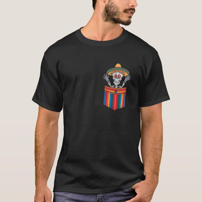 Camiseta Serape Esqueleto Mariachi Bolso Cinco De Maio Mexi (Frente)