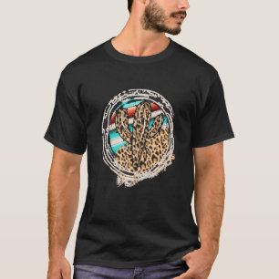 Camiseta Serape Estampa de Cacto com Padrão de Leopardo Cow