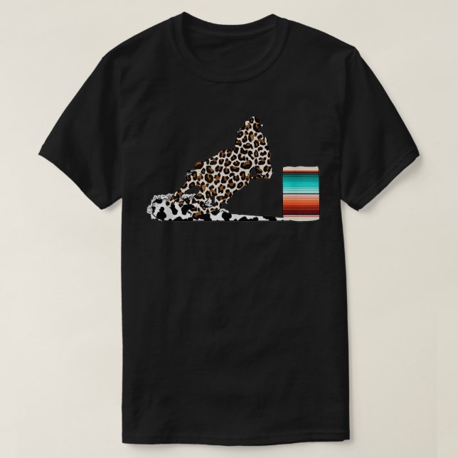 Camiseta Serape Leopard Cow pattern Rodeo Western Horse Bar (Frente do Design)