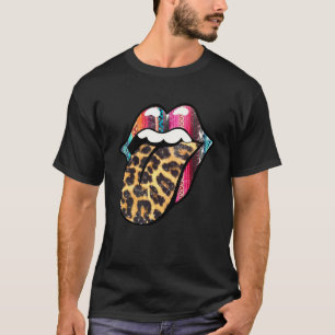 Camiseta Serape Leopardo Ocidental Língua Lábio Rodeio Cowg