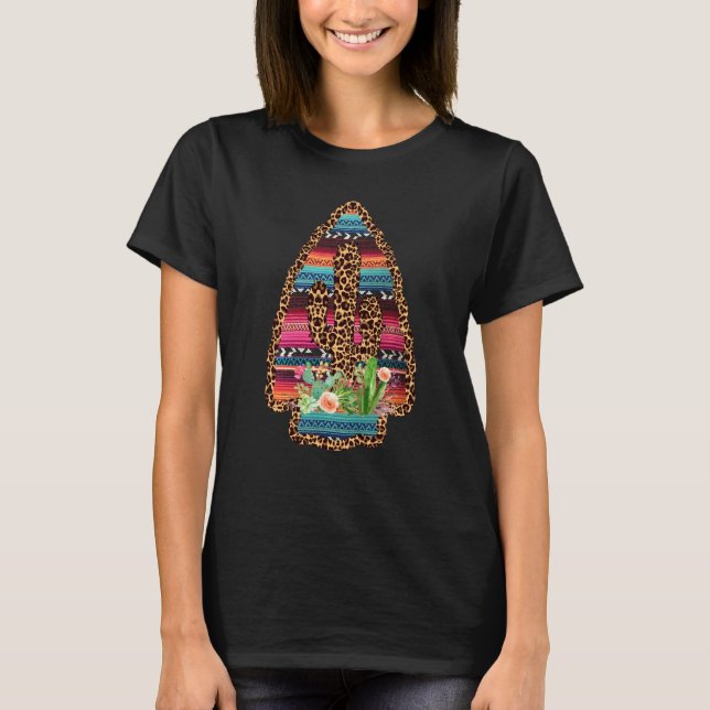 Camiseta Serape Mexicano Ocidental Leopardo Guepardo Cacto  (Frente)