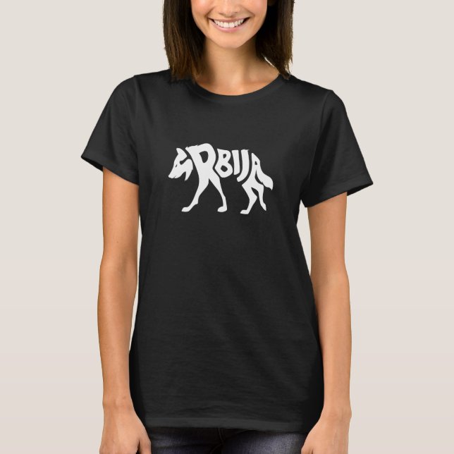 Camiseta Serbia Gray Wolf Srbija Word Cool Animal (Frente)