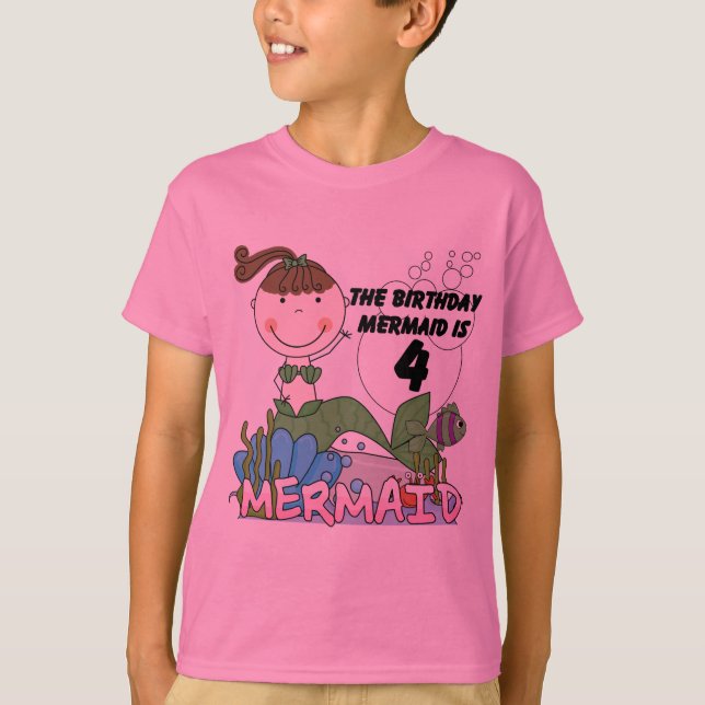 Camiseta Sereia 4º aniversário T-shirts e presentes (Frente)