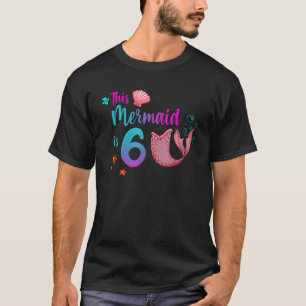 Camiseta Sereia 6 Birthday Squad Girl Cai 6 sua diversão Na
