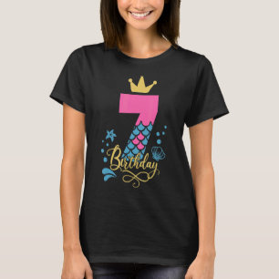 Camiseta Sereia 7 Birthday B Day Girl 7 Anos Raparigas T