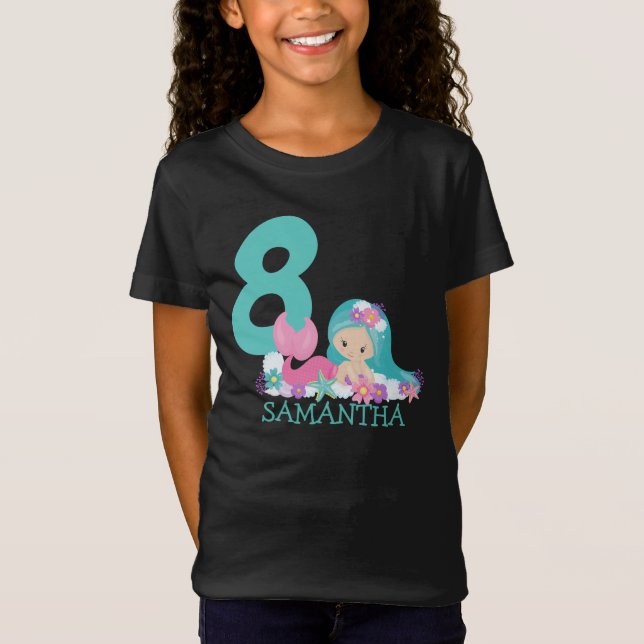 Camiseta Sereia, 8º aniversário Marina - Do mar T-Shirt (Frente)