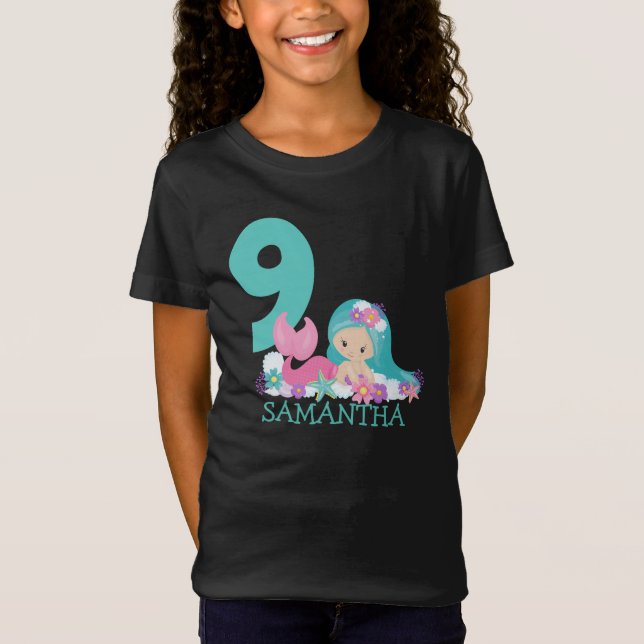 Camiseta Sereia 9º aniversário Marina - Do mar T-Shirt (Frente)