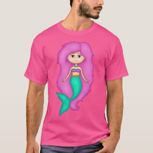 Camiseta Sereia Adorável Com Uma Face De Precioso Desenhada