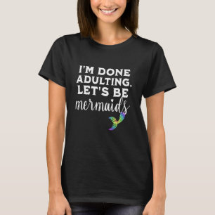 Camiseta Sereia Adulto Aniversário Fofo Engraçado Arco-Íris