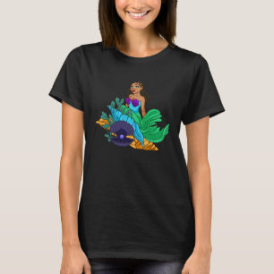 Camiseta Sereia Afro-Americana Com Tranças Presente Fofo Pa