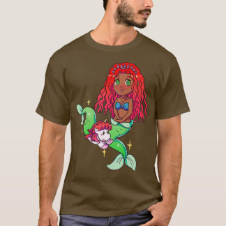 Camiseta sereia afro-americana com unicórnio 1
