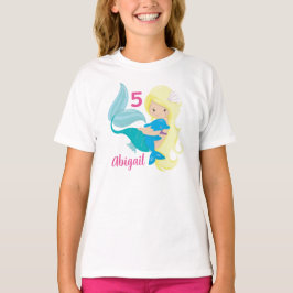 Camiseta Sereia, Aniversário, Loura Personalizada
