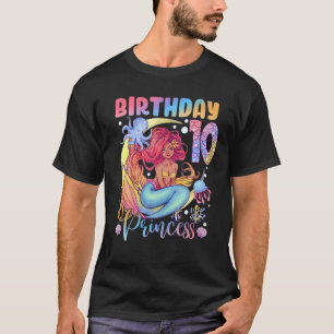 Camiseta Sereia Birthday Girl 10 Anos 10º Aniversário P