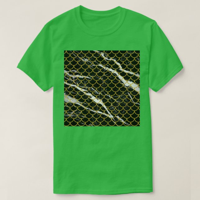 Camiseta Sereia Bonita Com Padrão De Mármore Preto (Frente do Design)