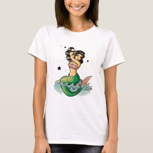 Camiseta Sereia bonita da velha escola