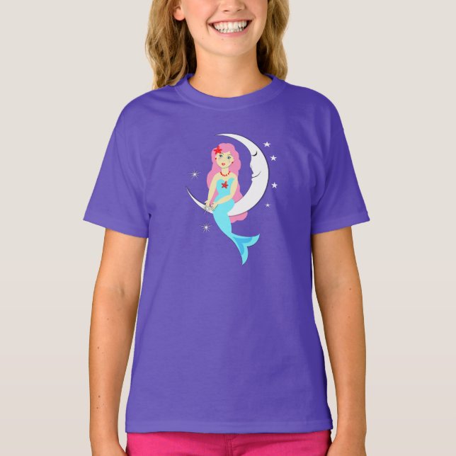 Camiseta Sereia bonito Na Lua (Frente)