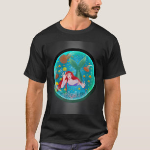 Camiseta Sereia colorida em aquário