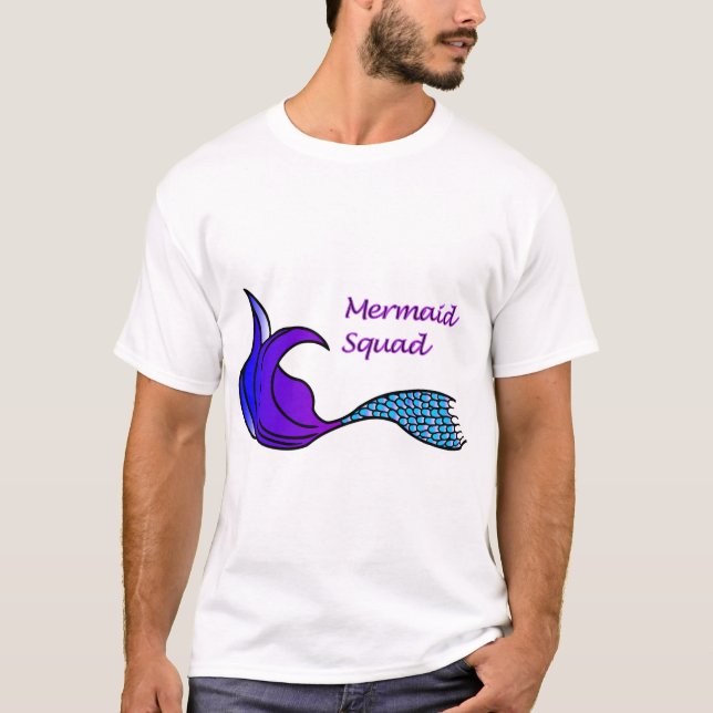 Camiseta Sereia com rabo roxo e azul (Frente)