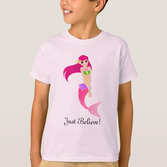 Camiseta Sereia cor-de-rosa (Frente)