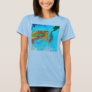 Camiseta sereia de cabelo arco-íris