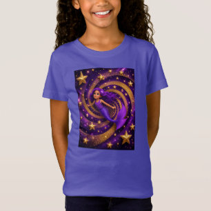 Camiseta Sereia de Estrela Dourada Roxa Ilusão Óptica   Fan