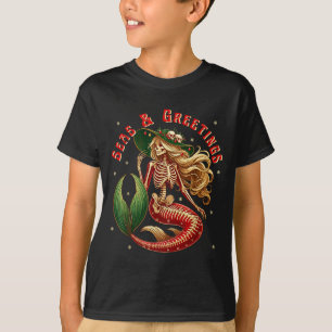 Camiseta Sereia Esqueleto Natal Gótico Costa Praia Vi