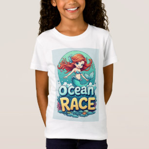 Camiseta Sereia Fofa Corrida Oceano Diversão Infantil 🧜♀️