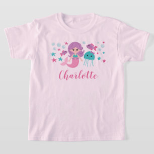 Camiseta Sereia Fofa Personalizada Menina
