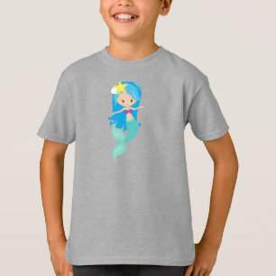 Camiseta Sereia Gira, Pequena Sereia, Cabelo Azul, Fécula
