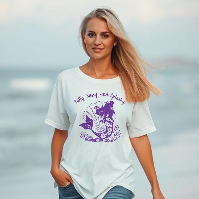 Camiseta Sereia Havaiana-Salty, Sassy e Roxo Splashy (Hawaiian Mermaid, Salty Sassy and Splashy, Trending Fisherman Style Fashion, Summer, Beach t shirt)