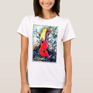 Camiseta sereia loura no vermelho