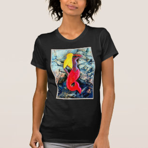 Camiseta sereia loura no vermelho