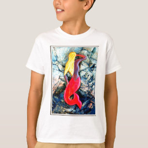 Camiseta sereia loura no vermelho