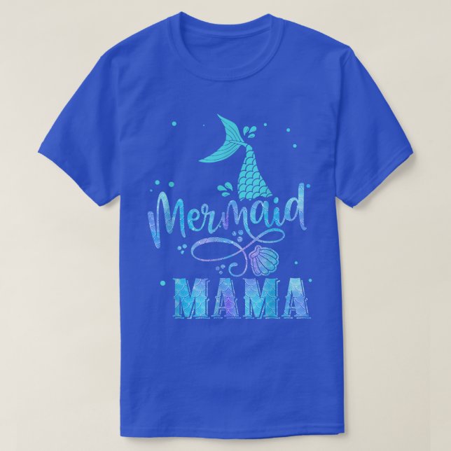 Camiseta Sereia Mama Engraçada Festa de Correspondência Fam (Frente do Design)