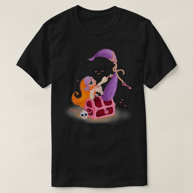 Camiseta Sereia Mereia Pirata Cabeça Vermelha Custa Mulher  (Frente do Design)