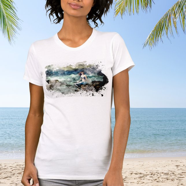 Camiseta Sereia nas Rochas (Criador carregado)
