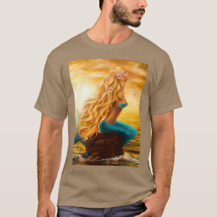 Camiseta Sereia no pôr do sol no mar