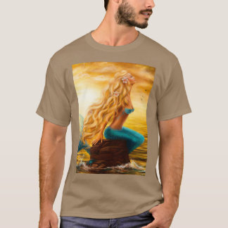 Camiseta Sereia no pôr do sol no mar