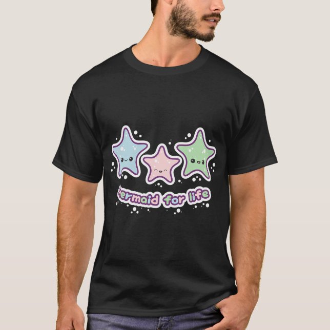 Camiseta Sereia para a Vida com Estrela-do-Mar Fofa (Frente)