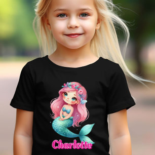 Camiseta Sereia personalizada rosa nome preto