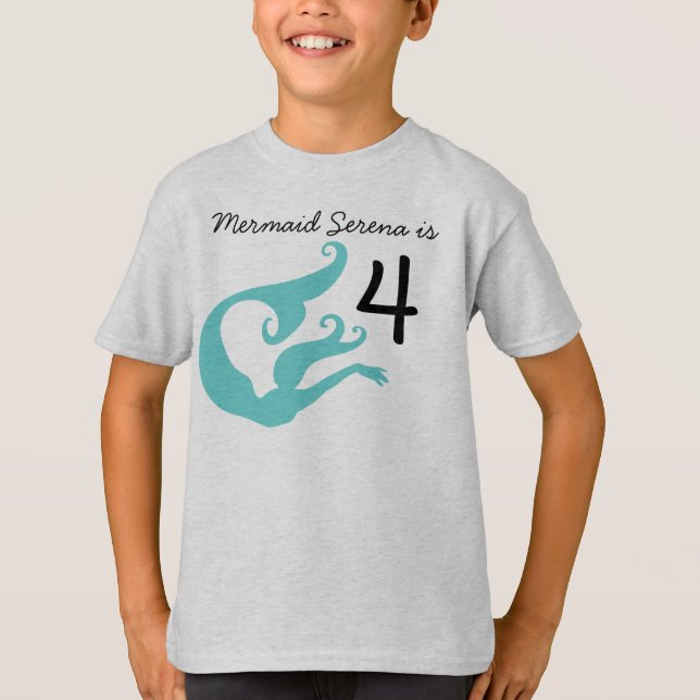 Camiseta Sereia Personalizável 4º Aniversário (Frente)