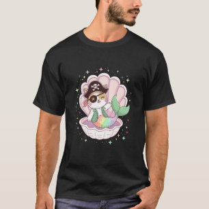 Camiseta Sereia Pirata Gata Amante de Gatos Dono de Gatinho